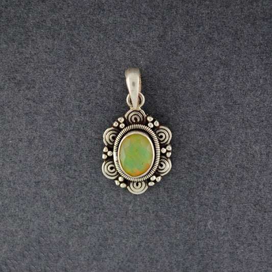 Sterling Silver Opal in Swirl Frame Pendant