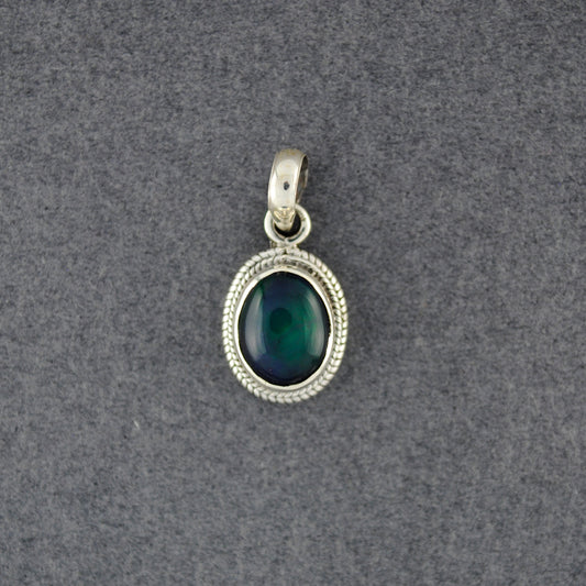 Sterling Silver Black Opal Oval Pendant