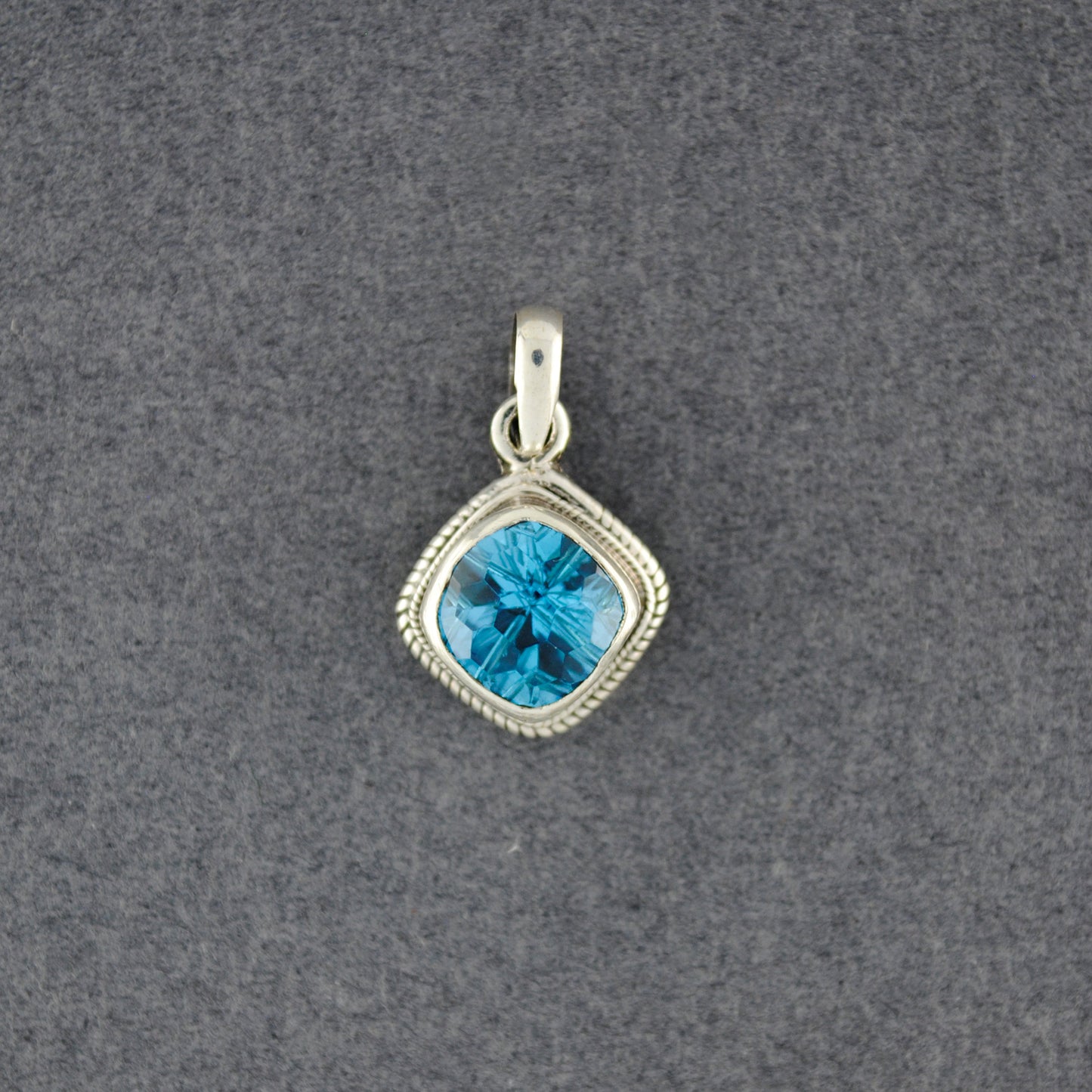 Sterling Silver Blue Topaz Diamond Pendant