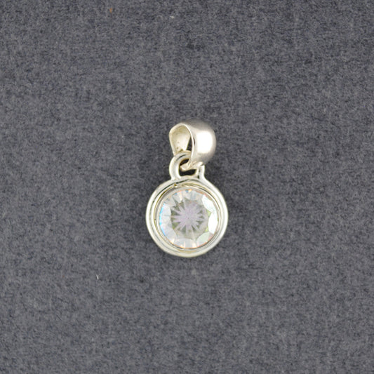 Sterling Silver CZ Round Bezel Pendant