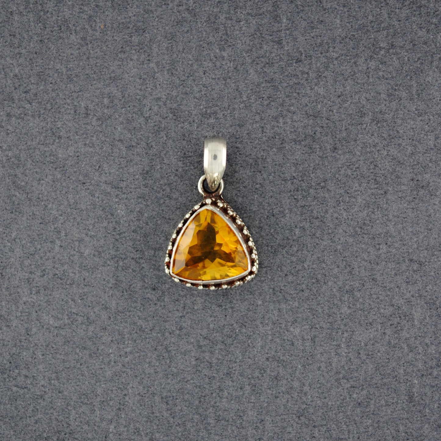 Sterling Silver Citrine Triangle Pendant