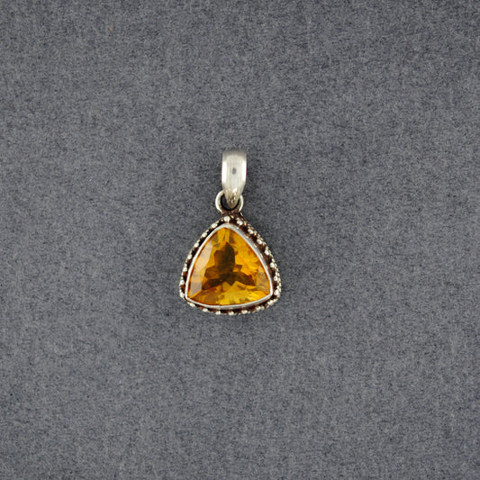 Sterling Silver Citrine Triangle Pendant