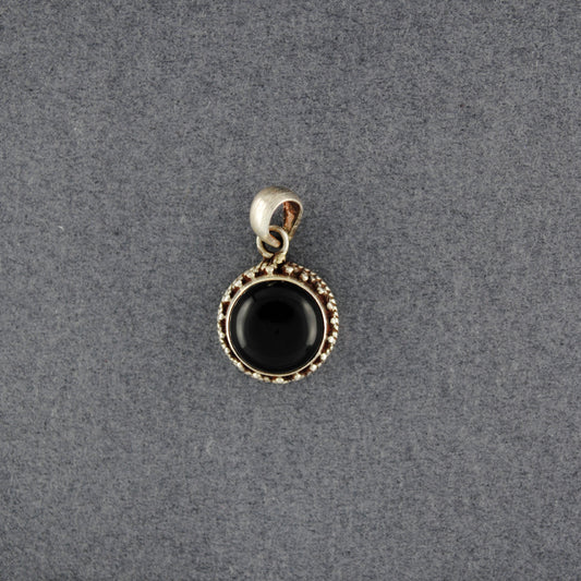 Sterling Silver Onyx Circle Pendant