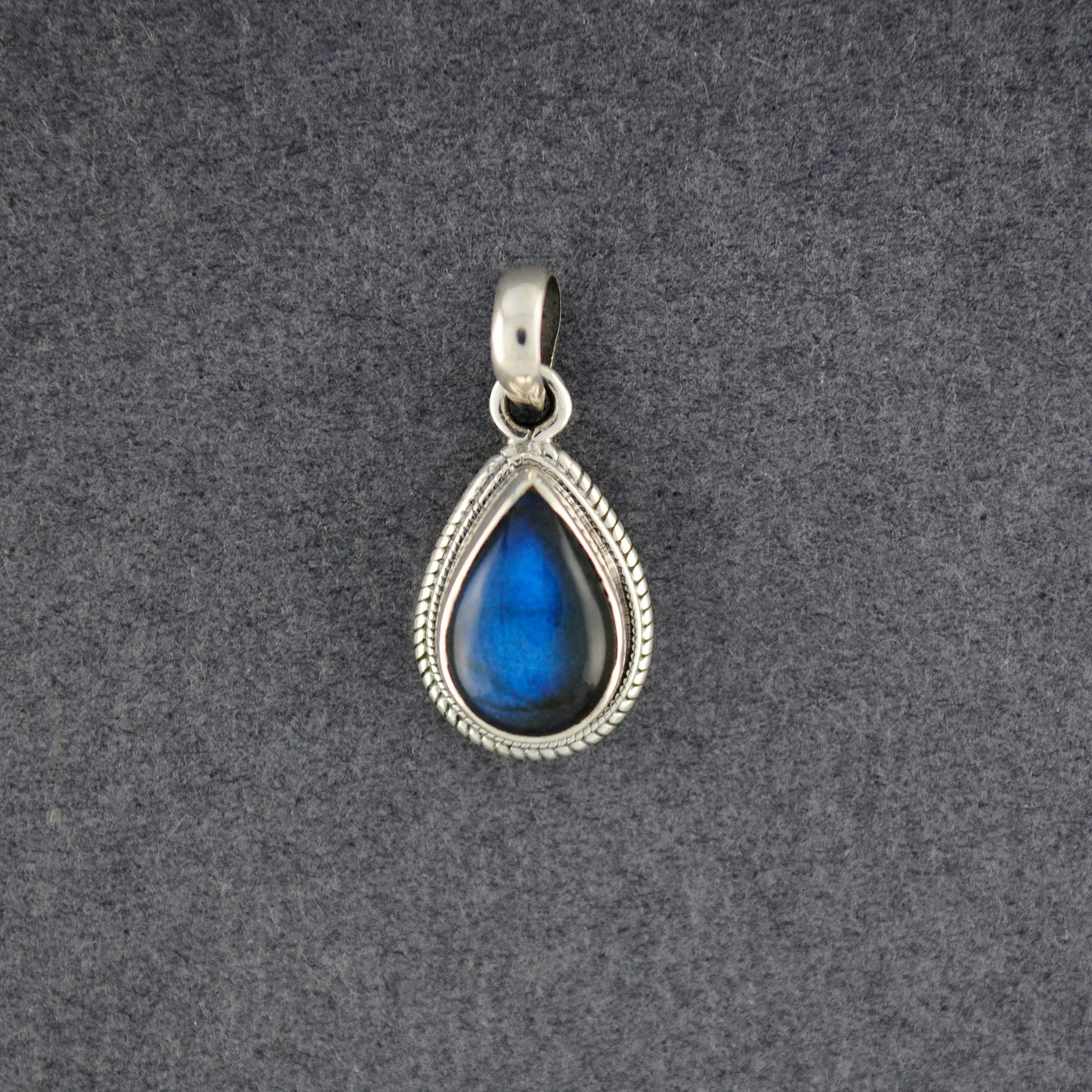 Sterling Silver Small Labradorite Teardrop Pendant