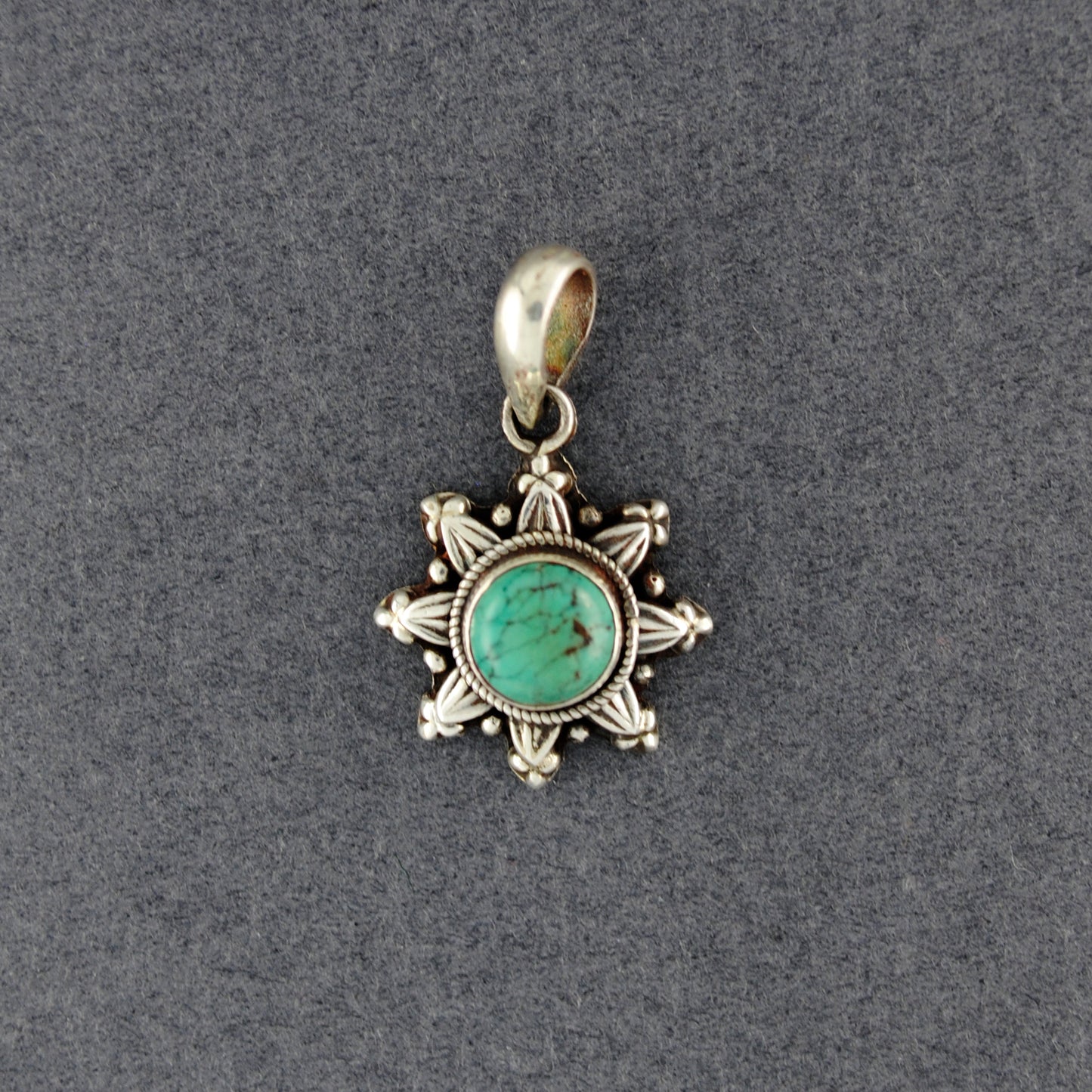 Sterling Silver Turquoise Sun Frame Pendant