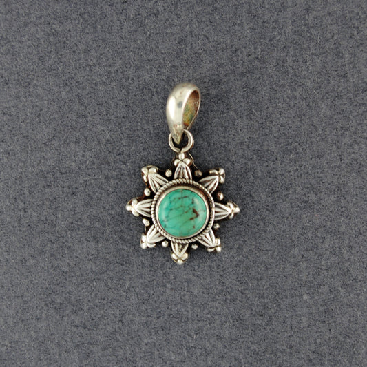 Sterling Silver Turquoise Sun Frame Pendant