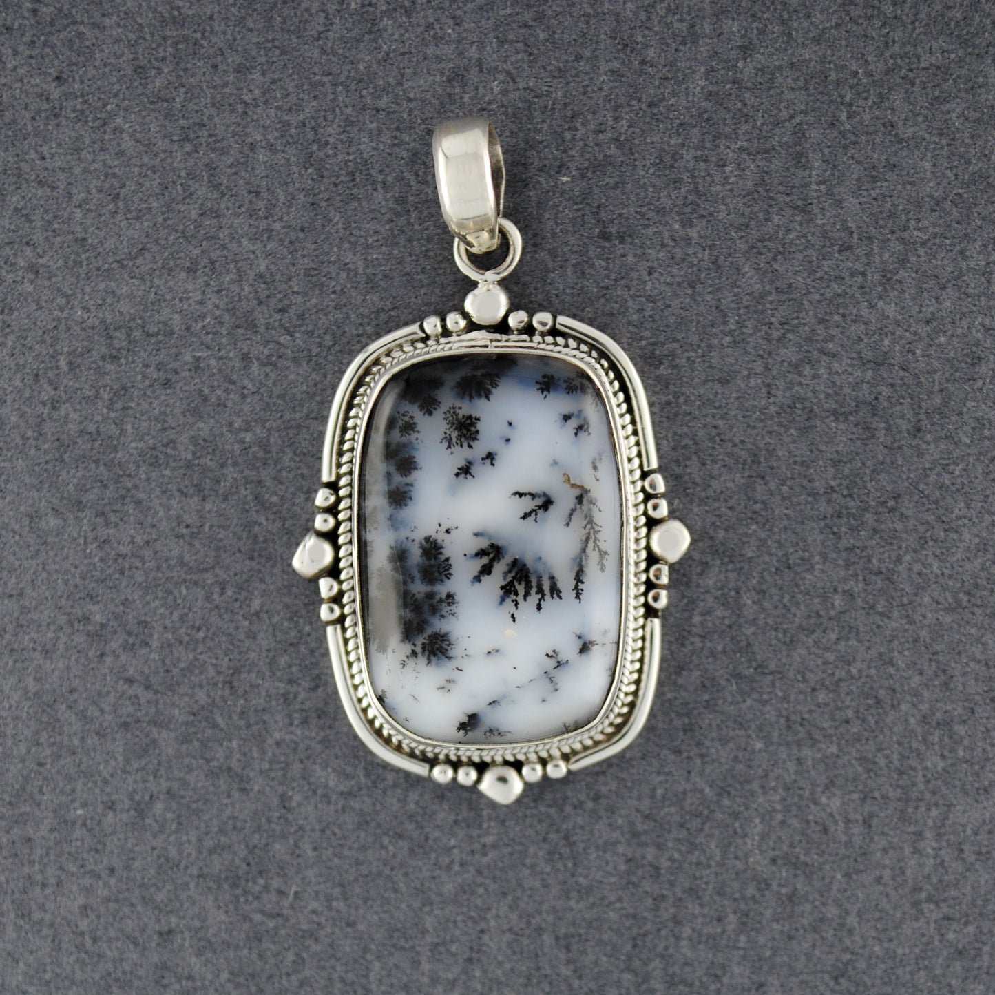 Sterling Silver Dendrite Agate Rectangle Pendant