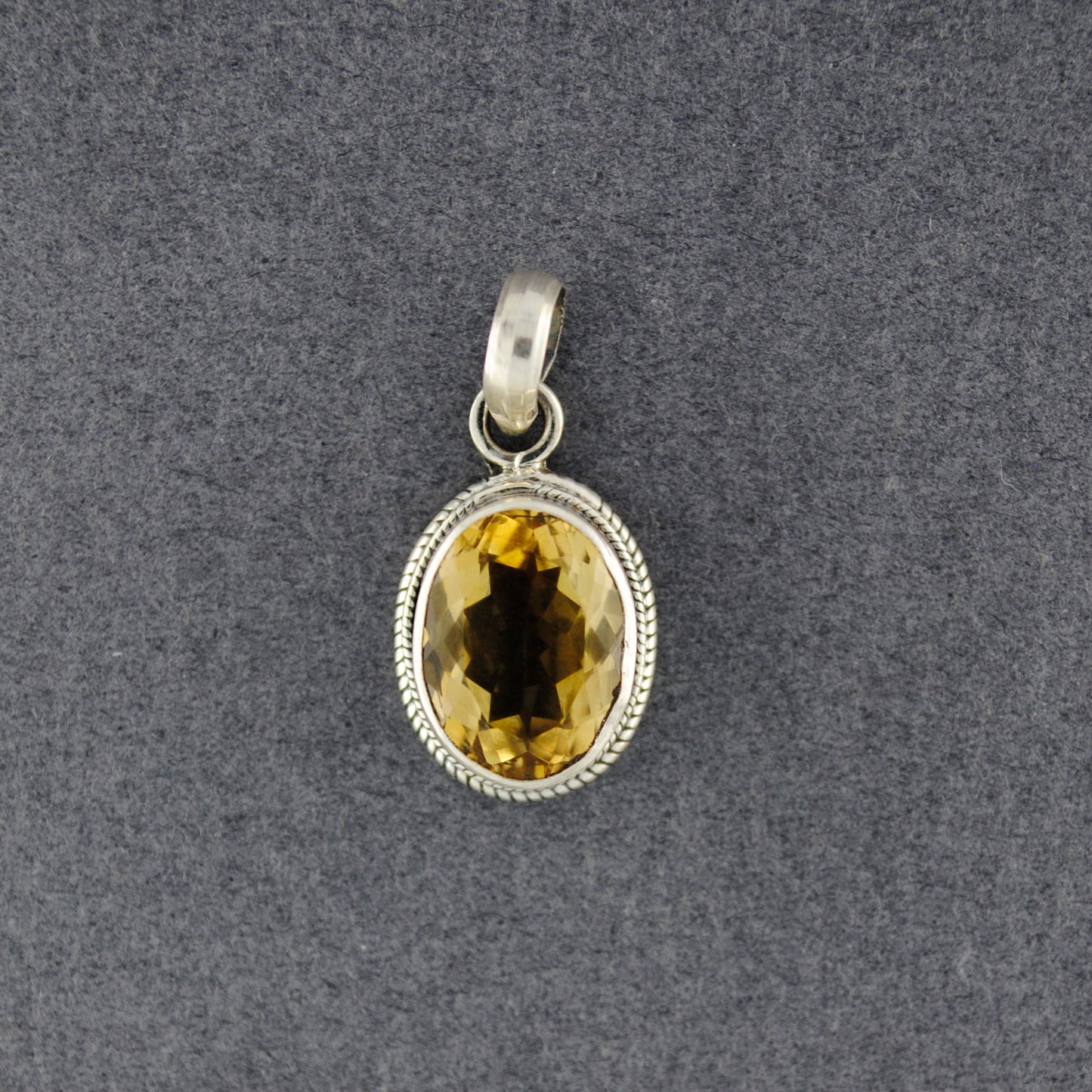 Sterling Silver Citrine Medium Oval Pendant