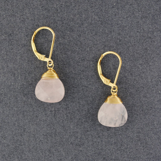 14K Gold Filled Rose Quartz Drop Earrings