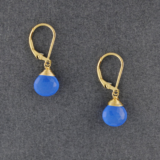 14K Gold Filled Periwinkle Chalcedony Drop Earrings