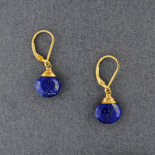 14K Gold Filled Lapis Drop Earrings