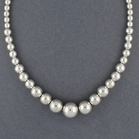 Sterling Silver Graduated Beaded Necklace