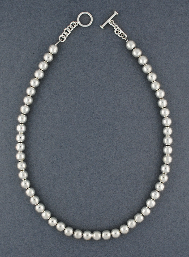 Sterling Silver 8mm Beaded Necklace