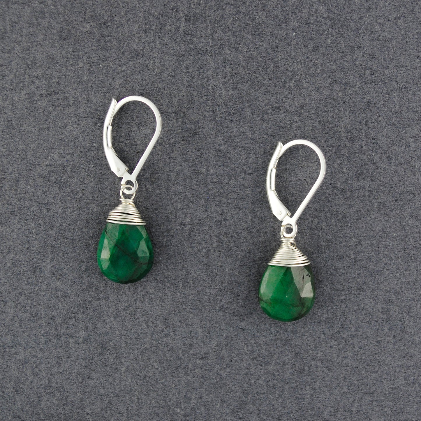 Sterling Silver Emerald Drop Earrings