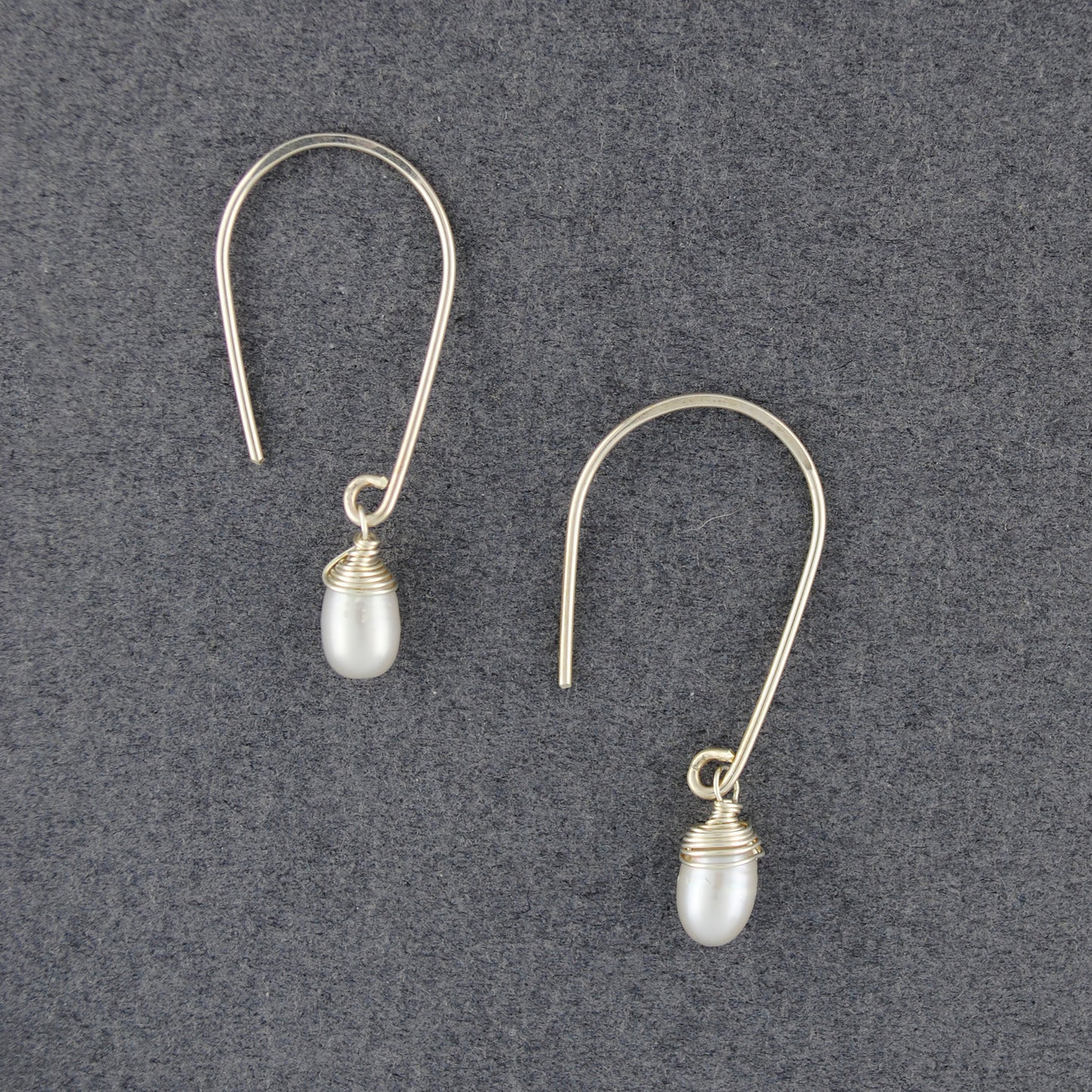 Sterling Silver Oval Drop Pearl Earrings