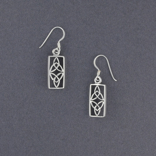 Sterling Silver Rectangle Trinity Knot Earrings