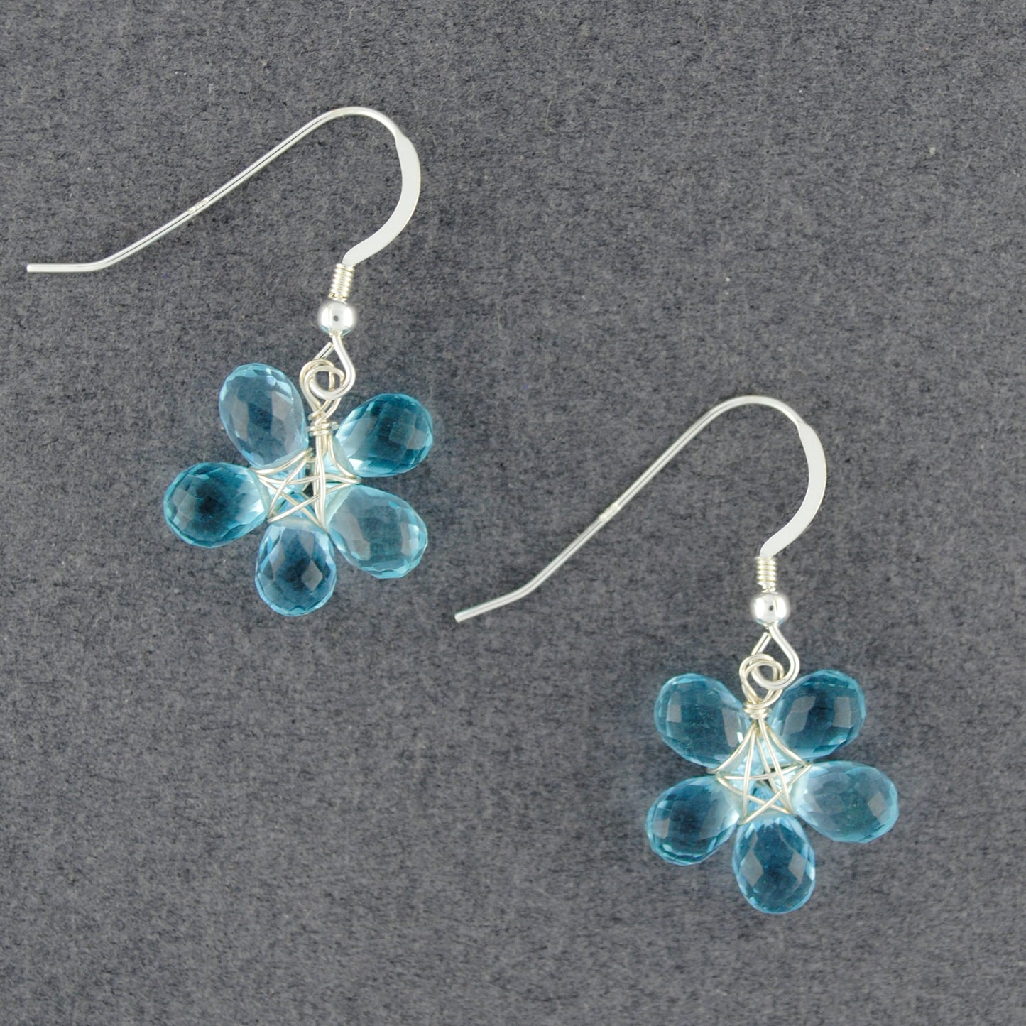 Sterling Silver Blue Quartz Flower Earrings