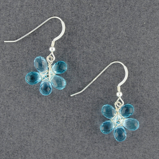 Sterling Silver Blue Quartz Flower Earrings