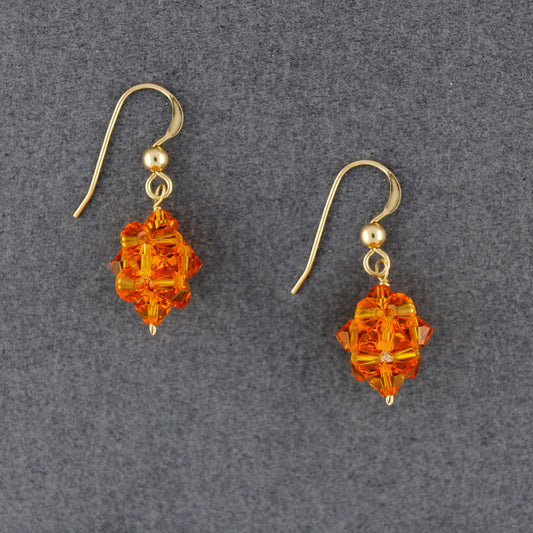 14K Gold Filled Rock Candy Amber Swarovski Earrings