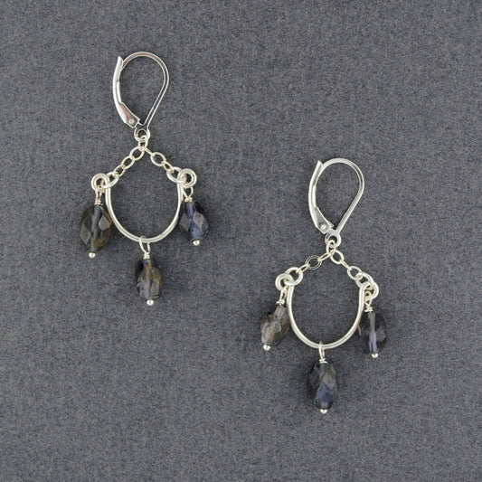 Sterling Silver Chandelier Iolite Earrings