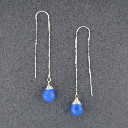 Sterling Silver Threader Periwinkle CZ Earrings