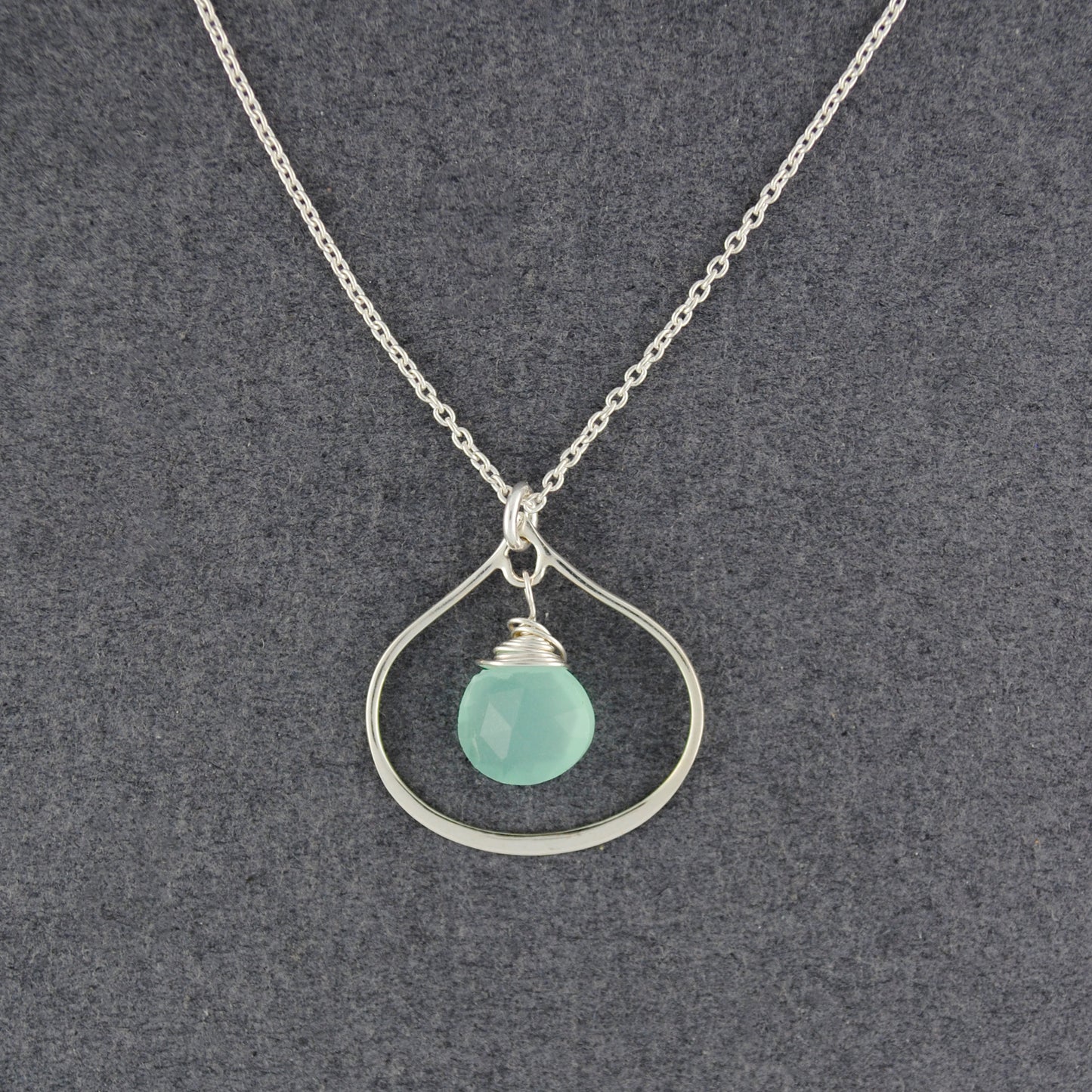 Sterling Silver Seafoam Chalcedony Raindrop Necklace