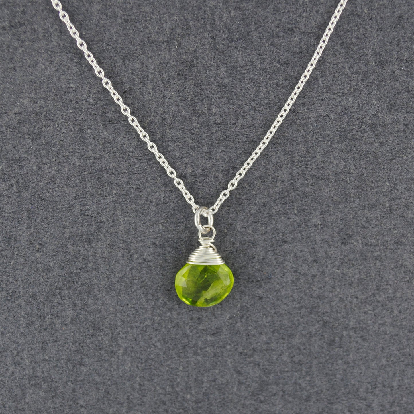 Sterling Silver Peridot Drop Necklace