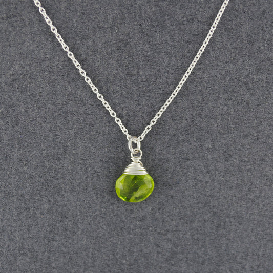 Sterling Silver Peridot Drop Necklace