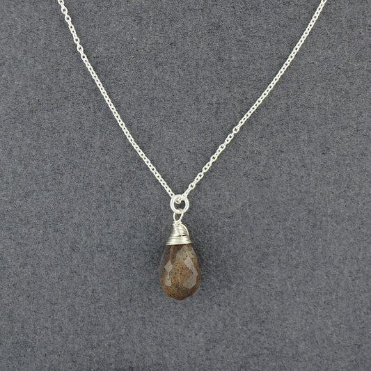 Sterling Silver Labradorite Drop Necklace