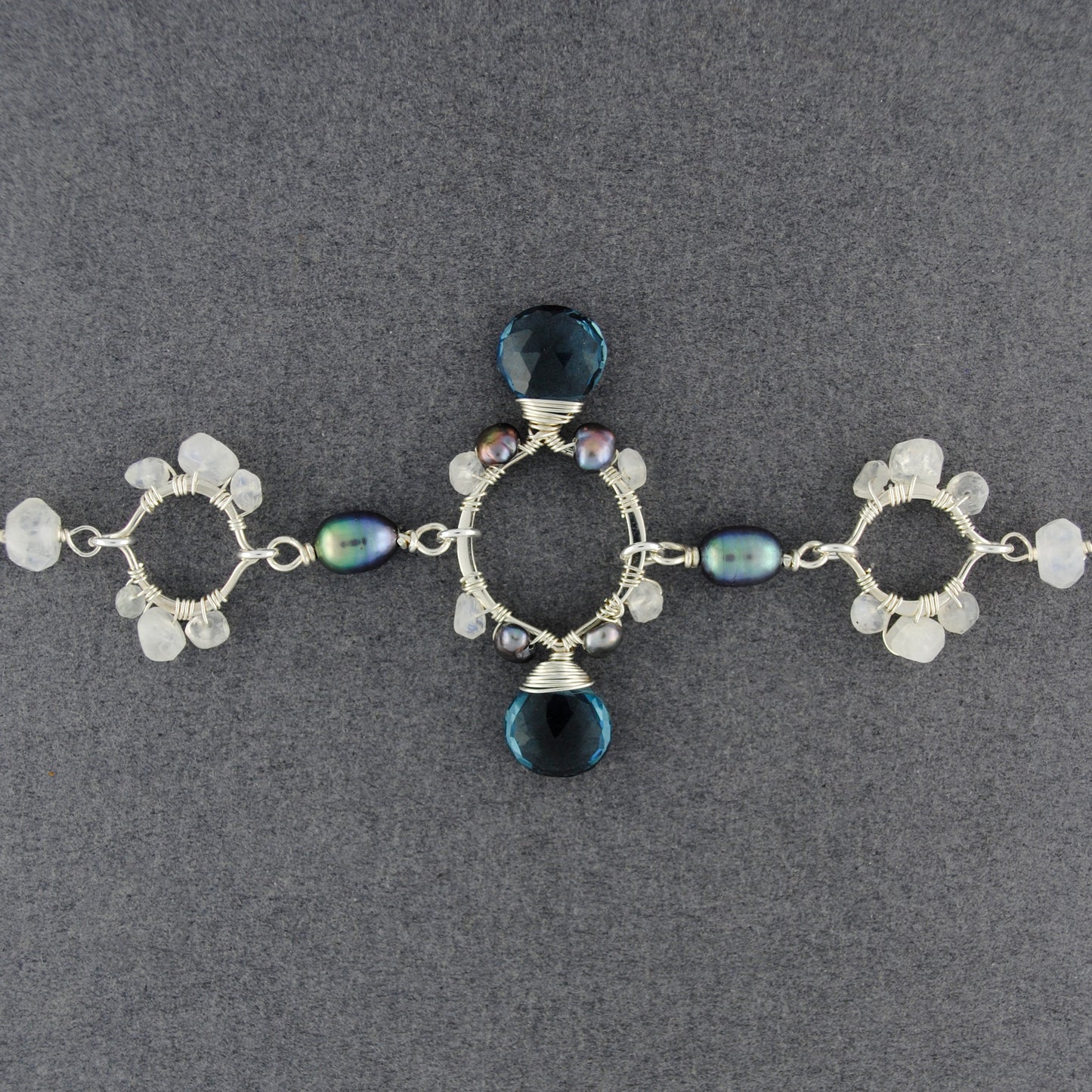 Sterling Silver Romantic Teardrop London Blue Quartz Bracelet