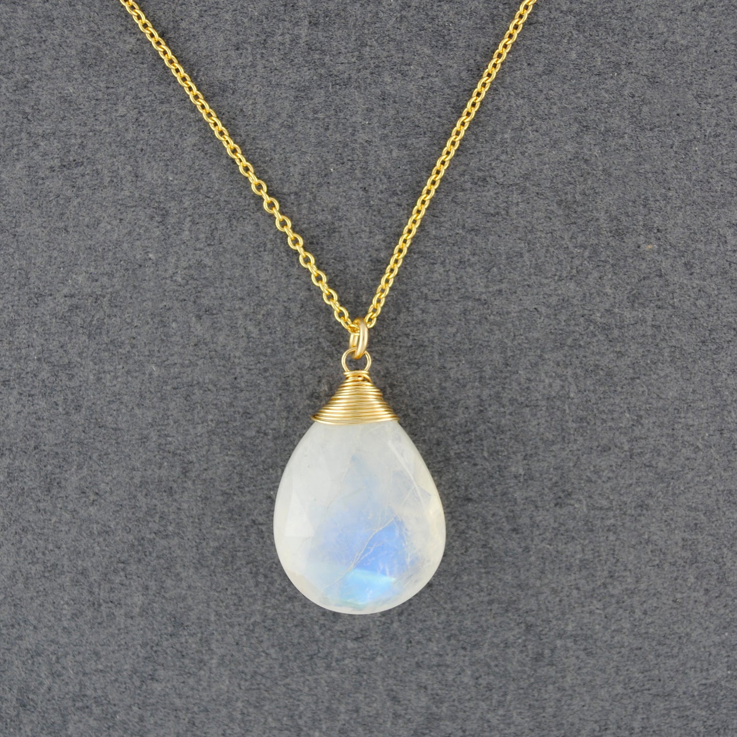 14K Gold Filled Large Moonstone Necklace