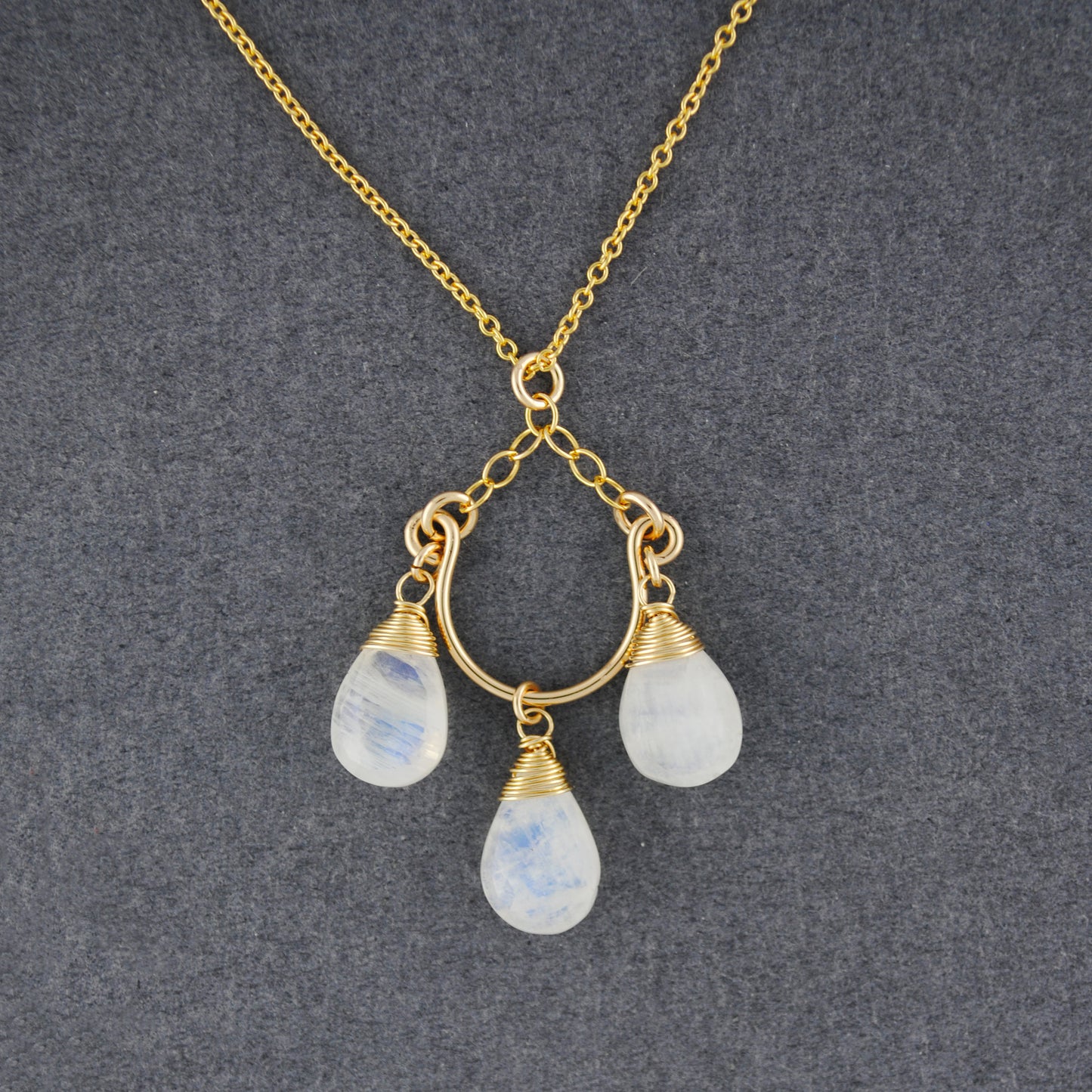 14K Gold Filled Chandelier Moonstone Necklace