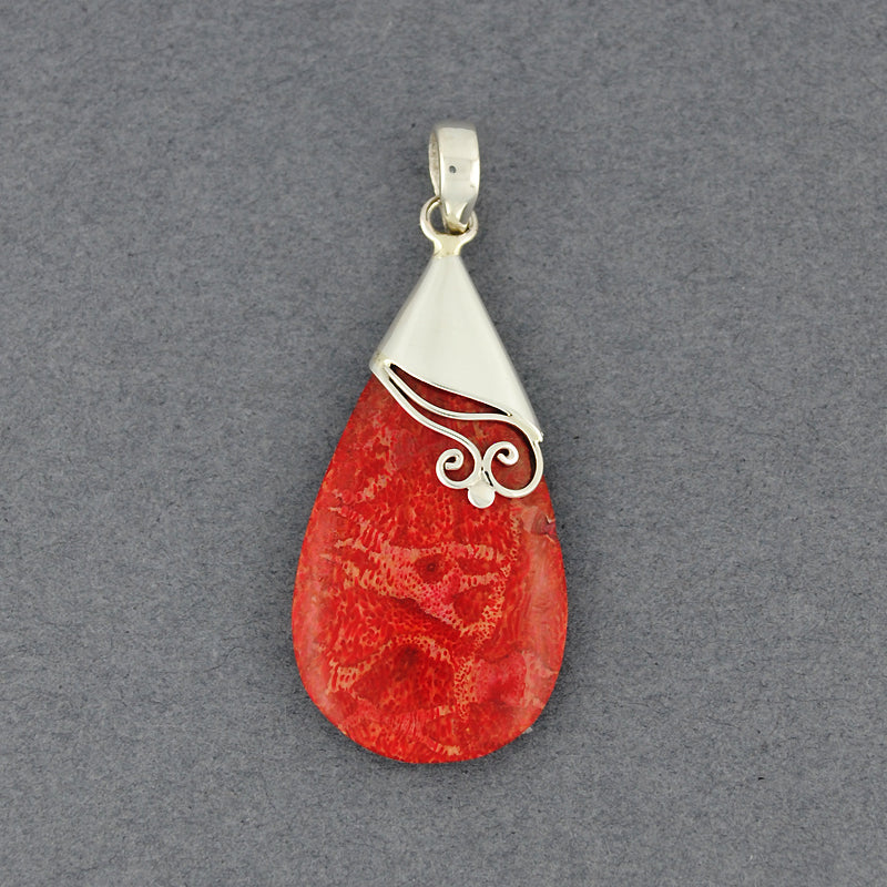 Coral Teardrop Pendant