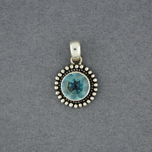 Blue Topaz Round Pendant