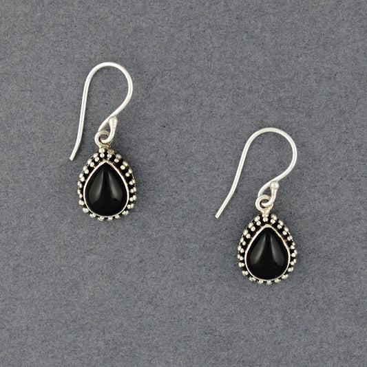 Onyx Teardrop Bezel Earrings