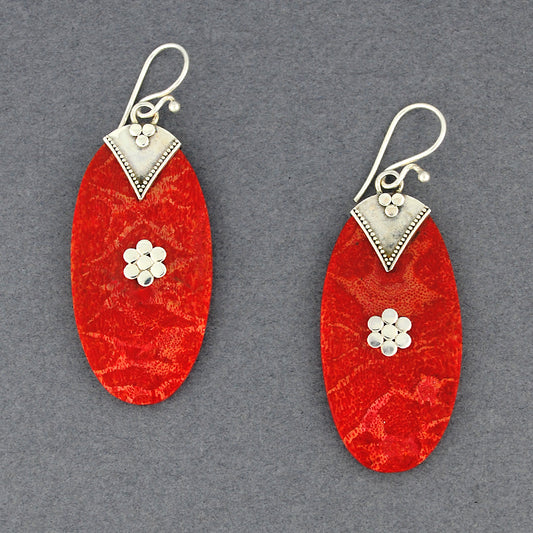 Coral Large Oval Earrings