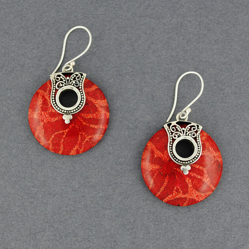 Coral Cutout Circle Earrings