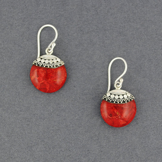 Coral Ornate Mini Circle Earrings