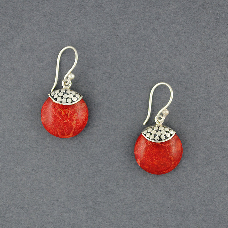 Coral Dotted Mini Circle Earring