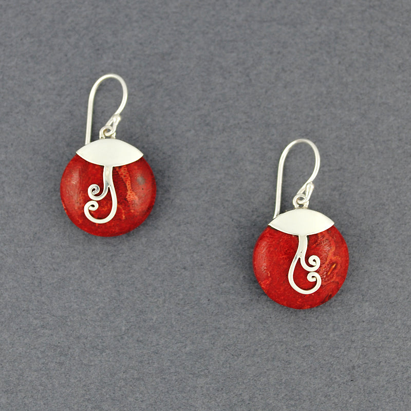 Coral Spiral Mini Circle Earrings