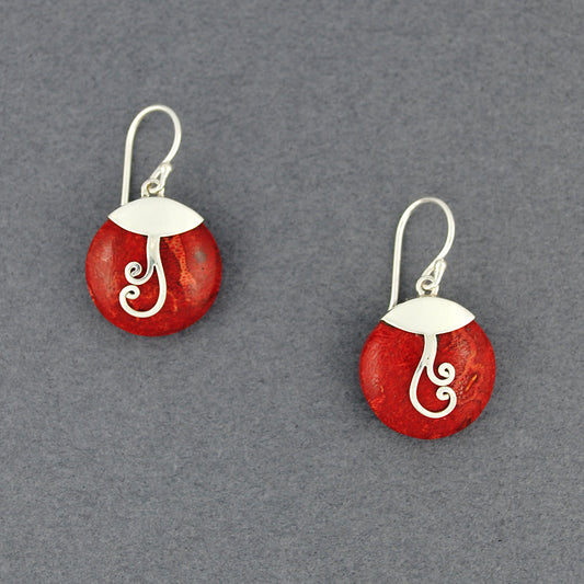 Coral Spiral Mini Circle Earrings