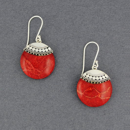 Coral Ornate Circle Earrings