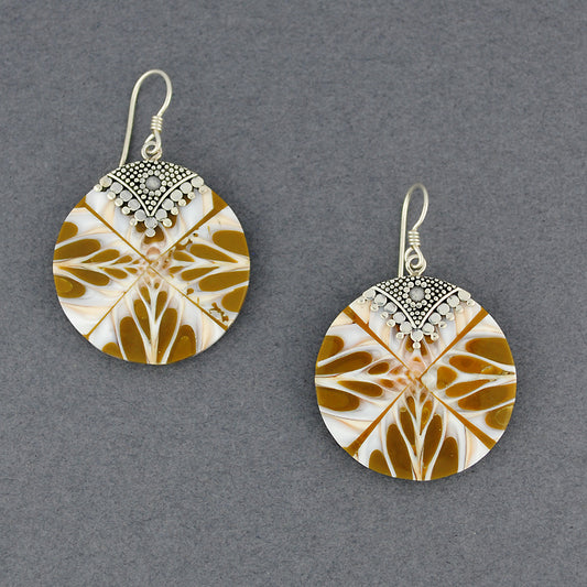 Mosaic Tan & White Shell Earrings