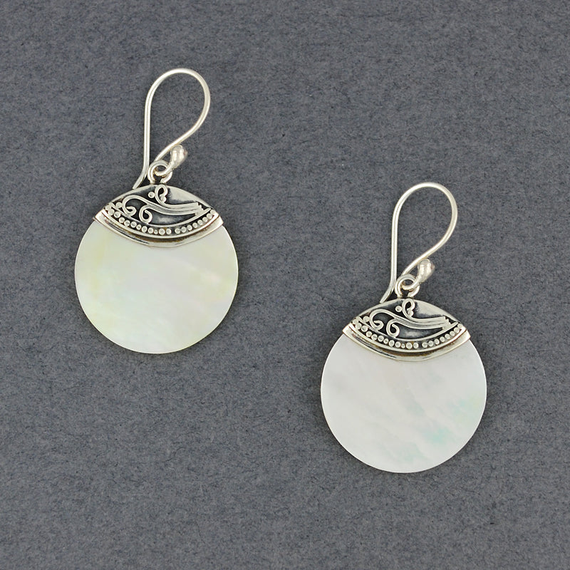 Mother of Pearl Swirl Circle Earrings