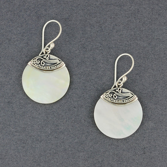 Mother of Pearl Swirl Circle Earrings