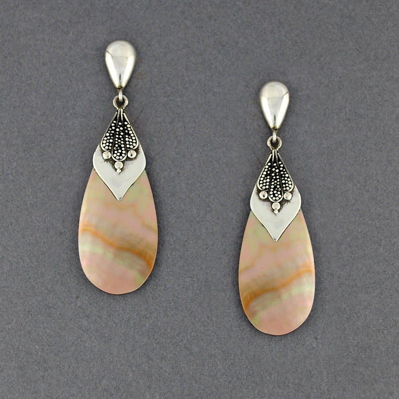 Black Mother of Pearl Teardrop Post Earrings