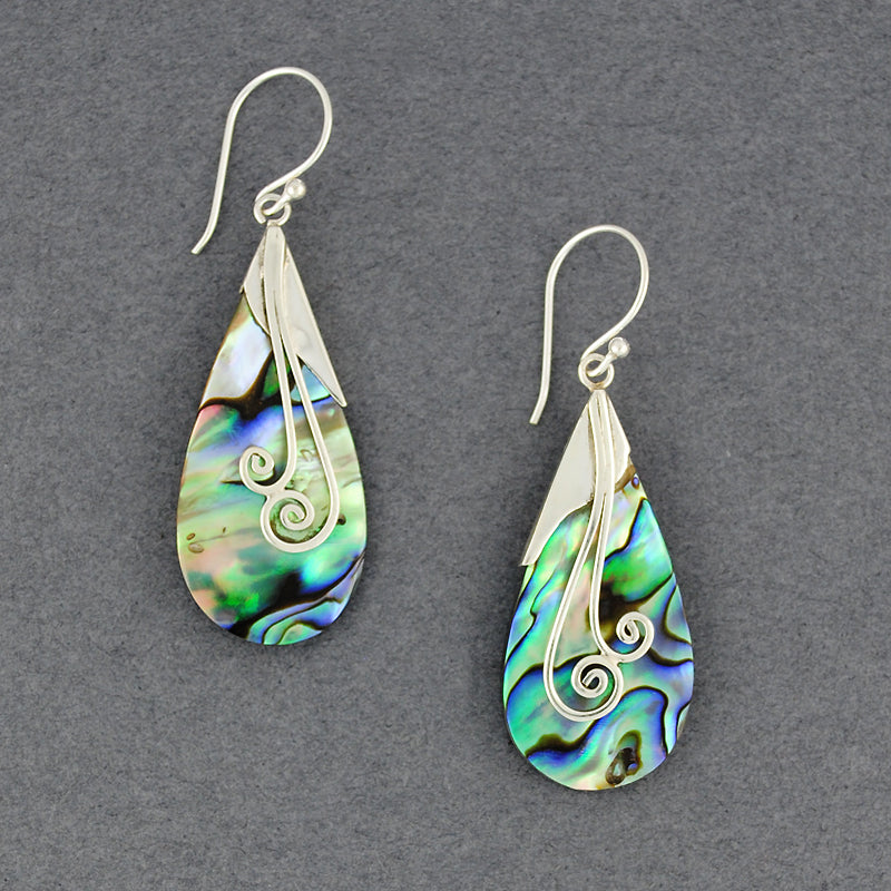 Abalone Spiral Teardrop Earrings