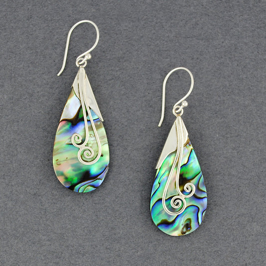 Abalone Spiral Teardrop Earrings