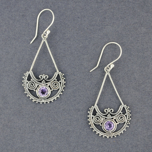 Amethyst Ornate Dangle Earrings