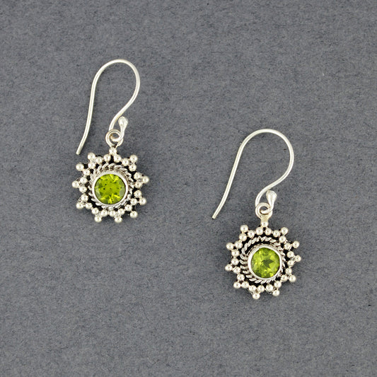 Peridot Dotted Circle Earrings